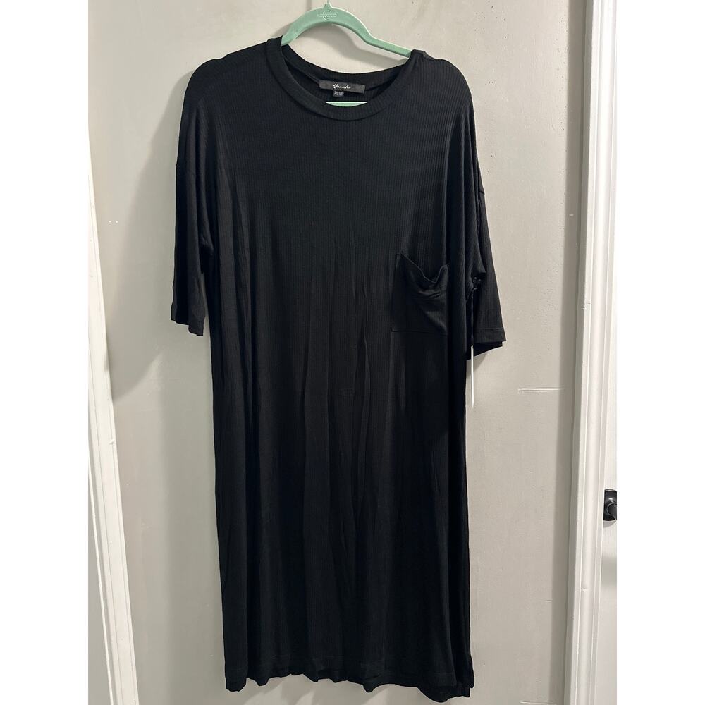 🔴Yana K Black ribbed one pocket dress one size New